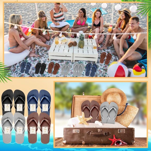 Bulk Women Men Kids Flip Flops Wedding Pool Beach Party Gift Pack 24 Pairs - Picture 5 of 6